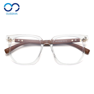 TR90防蓝光眼镜框女个性复古方框素颜平光镜韩版木纹腿近视眼镜架