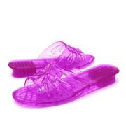 果冻透明水晶i塑料平跟女拖鞋女士夏季坡跟厚底室外凉拖鞋塑胶大