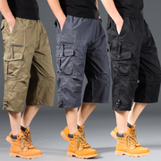夏季薄款男士运动裤七分裤，男休闲裤宽松纯棉，直筒户外耐磨工装短裤
