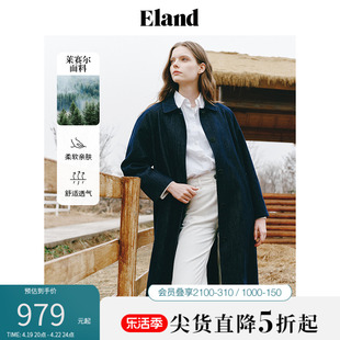 Eland衣恋长款风衣女宽松挺括休闲通勤时尚牛仔外套2024春季