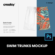 运动休闲沙滩裤游泳裤短裤印花图案服装设计贴图ps样机，素材模板