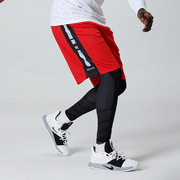 星锐男短裤训练运动健身加长过膝速干五分黑白红蓝宽松口袋篮球裤