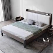 实木双人床现代简约单人床，木架床轻奢卧室，家具休息床出租屋实木床