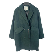 B3054-1冬女装翻领双排扣纯色毛呢外套侧边袋中长款呢子大衣