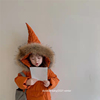 冬季韩国童装韩版貉子毛大毛领可爱魔法尖尖帽棉服宝宝冬外套