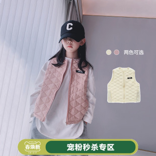 女童羽绒服内胆2022秋冬中大童90白鸭绒保暖背心儿童羽绒马甲