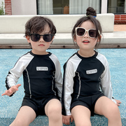 韩国儿童泳衣男童女童，分体长袖防晒游泳衣女孩，洋气中小童宝宝泳装