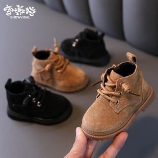 宝宝鞋子秋季男女童马丁靴1-3岁婴儿短靴单鞋软底加绒学步皮靴冬2