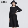 odbo欧迪比欧原创设计法式复古连衣裙，女秋装高级感a字裙