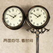 欧式客厅落地钟复古美式乡村大立钟座钟铁艺工艺双面钟仿古时钟表