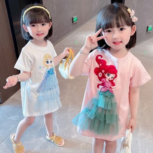 2女宝宝夏装网红短袖t恤裙子，夏季女童公主女孩女夏天1-3岁5连衣裙