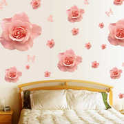 自粘可移除玫瑰墙贴纸卧室温馨房间床头客厅电视背景墙壁贴花装饰