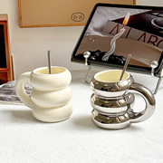女生情侣陶瓷杯高颜值马克杯，简约家用创意，咖啡杯下午茶杯喝水杯子