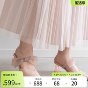 randa24春季日系俏皮感蝴蝶结高跟尖头时尚女单鞋pd33195