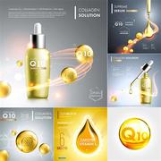 护肤品化妆品滴管瓶精油精华Q10维生素E营养成分AI海报设计素材