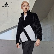 人造毛皮宽松立领夹克外套男女adidas阿迪达斯轻运动HI1199