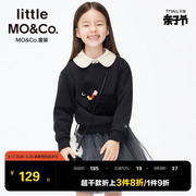 little moco童装冬季洋气女童小羊印花圆领儿童卫衣女孩上衣大童