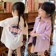 女童衬衫防晒衣2024夏季韩版洋气儿童薄外套轻薄款长袖上衣潮