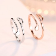 网红抖音同款创意女韩国东大门镀银音符戒指，情人节音乐戒指