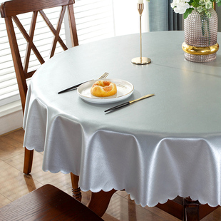 北欧高档圆桌桌布家用餐布圆形餐桌布艺台布桌垫防水防油免洗防烫