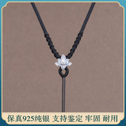 纯银高档手工编织可调节吊坠，挂绳貔貅水晶，玉佛玉牌项链绳挂件绳子