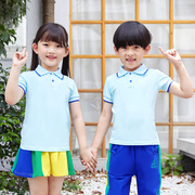 一年级小学生校服夏季中小童，儿童班服幼儿园服t恤蓝色纯棉polo衫