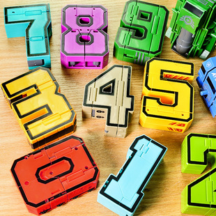 加大数字男孩益智玩具合体机器人，字母正版变形礼物儿童3-4金刚5-9
