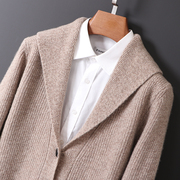 秋冬羊绒开衫男西装，领纯色针织加厚毛衣，外搭商务休闲羊毛外套