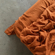 高级感亚麻四件套纯色1.8x2米床单被套民宿酒店宿舍床上用品定制