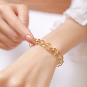 天然黄水晶手链女貔貅钛晶金发晶(金发晶)手串，巴西散珠招财转运送女友礼物