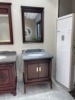 美式新中式橡木浴室柜，大理石台面陶瓷，台下盆