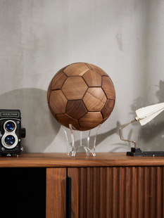 鲁班锁木质榫卯，拼装足球创意桌面工艺品摆件，家居装饰品礼物带底座