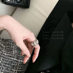 CeroEnMi 纯手工串珠镶嵌半宝石设计款镀白金时尚戒指女