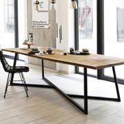 全实木餐桌椅组合长方形，6人美式小户型餐桌家用工业风4人原木饭桌