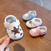 夏季0-1一岁男宝宝真皮凉鞋婴幼儿软底学步鞋女3-6-9个月不掉
