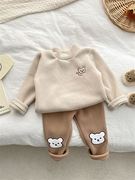 韩版男女宝宝半高领加绒加厚打底衫婴儿男童冬季保暖百搭纯色T袖