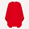 尖货圆领红色长袖，蝙蝠袖套头，简约宽松斗篷式连衣裙