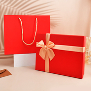 新年喜庆送人护肤品围巾礼物，包装盒公司送客户伴手盒印logo