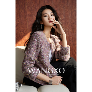 wangxo丨篙级手工坊编织亮片，粗花呢丨高定立裁经典，箱型小香风外套