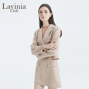 Lavinia Club/拉维妮娅2022冬季驼格双面呢短版西装毛呢外套