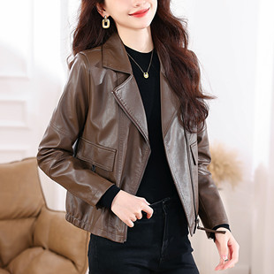 2024年秋冬韩版皮衣外套，女修身显瘦皮夹克短款加厚机车服外套