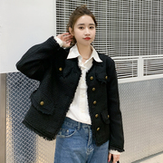 chic名媛小香风短外套女黑色高级感春季2023百搭法式韩式上衣