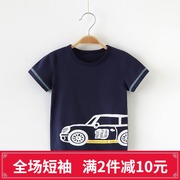 男童宝宝短袖T恤1-2-3岁潮2021夏装汽车图案儿童衣服中小童半袖薄