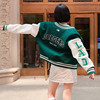 MLB外套女韩版学院风棒球服男休闲长袖夹克潮深绿色运动服