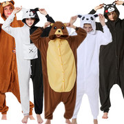 年会演出成人卡通动物连体睡衣，布朗呆呆棕熊北极熊本，熊猫表演服装