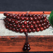印度小叶紫檀佛珠手串带小葫芦款108颗8同料顺纹小众木作