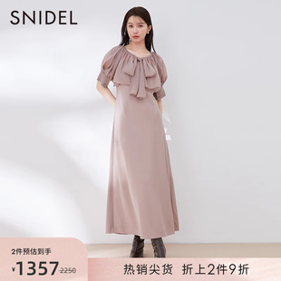 snidel秋冬优雅泡泡袖，雪纺短款上衣吊带，连衣裙两件套swfo234141