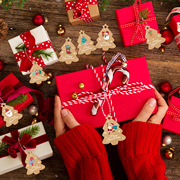 圣诞节棉麻绳子红色，棉线diy双色手工，编织丝带圣诞礼物包装盒带子