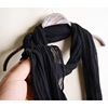 长条围巾细长款搭配装饰护颈黑色，围巾女秋冬季棉麻，丝巾优雅白紫色(白紫色)