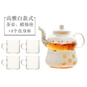 陶瓷花茶壶花茶具透明杯，玻璃花草水果花果茶壶耐热蜡烛加热套装
